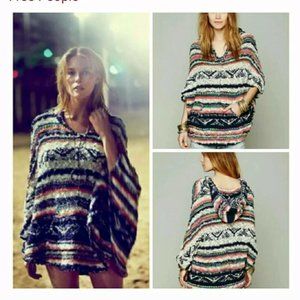 SOLD Free People "bubble tea" poncho chunky sweater